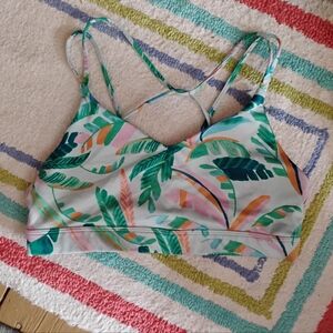 Sports Bra Size Large Leaves Green Orange White Pink